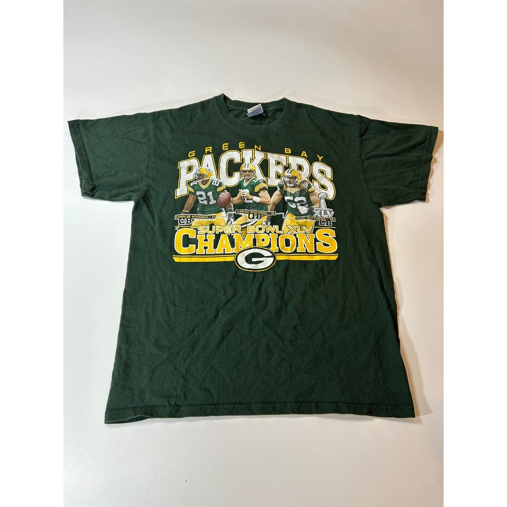 Gildan T-Shirt Men's Medium Green Super Bowl XLV Champions Graphic